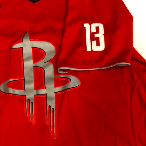 Adidas L Top Red White Jersey Rockets Short Sleeve Harden 13 Excellent Condition - Picture 10 of 13